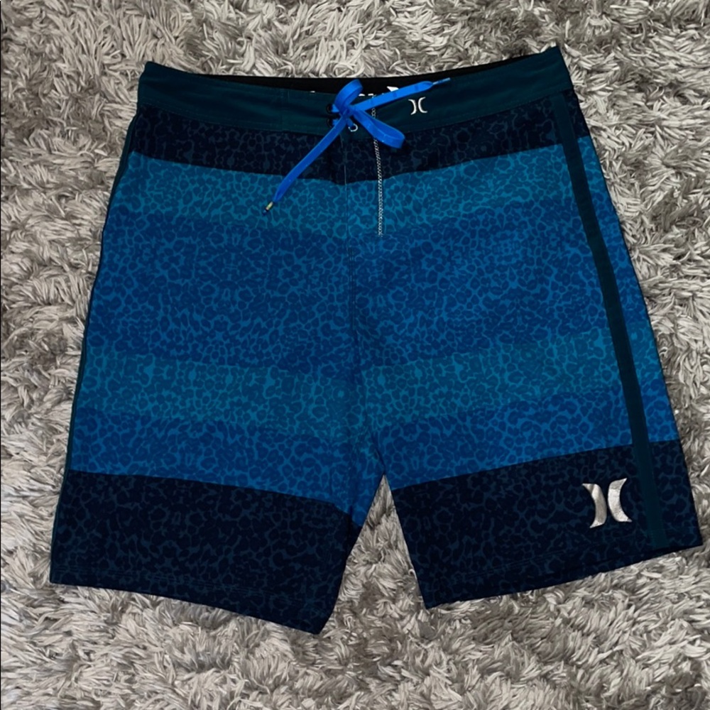 Hurley blue cheetah print board shorts